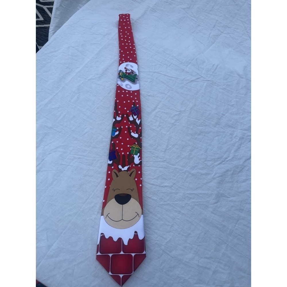 Holiday Festive Tie Rudolph Red Nose Reindeer